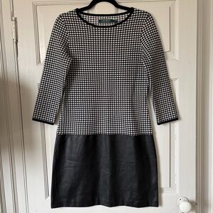 Ralph Lauren Knit Houndstooth and Faux Leather Dress